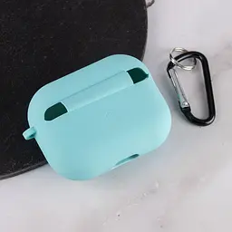 Силіконовий футляр з мікрофіброю для навушників Airpods Pro 3 Бірюзовий / Marine Green - мініатюра 4