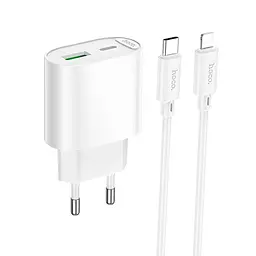 Адаптер мережний HOCO Type-C to Lightning Fighter charger set C109A |1Type-C/1USB, 3A/20W, PD/QC|