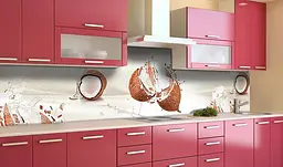 Вініловий кухонний фартух Кокосове молоко наклейка для кухні ПВХ кокоси Фрукти Бежевий Happy Pocket Z181415 - мініатюра 4