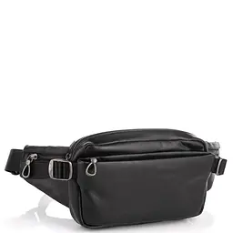 Сумка на пояс з натуральної шкіри чорна Tiding Bag 1001A