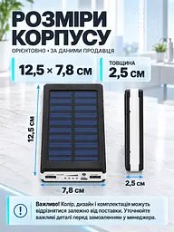 Портативний акумулятор Power Bank 50000 mAh із сонячною панеллю та ліхтариком для подорожей чорний (37261538) - мініатюра 3