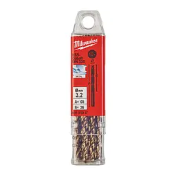 Свердло по металу HSS-Co MILWAUKEE DIN338, діаметр 3,2х65х36мм, (10шт), пластикова коробка