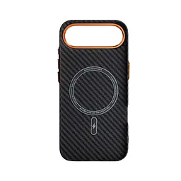 Карбоновый чехол для Apple iPhone 17 Air, LikeCarbon2 SE MagCase, черный, тонкий защитный чехол-панель из поликарбоната с магнитами N52, MagSafe, противоударный, совместим с беспроводной зарядкой, приподнятые края для защиты камеры, ArmorStandart (ARM89155) - мініатюра 2