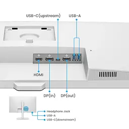 Монітор TFT 31.5 BenQ GW3290QT, IPS, 2K QHD, 75Hz, HDMI, DP, USB-C, HAS, Pivot, колонки, білий - мініатюра 8