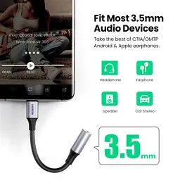 Перехідник USB-C to 3.5mm F 0.10m AV161 Ugreen (80154) - мініатюра 3