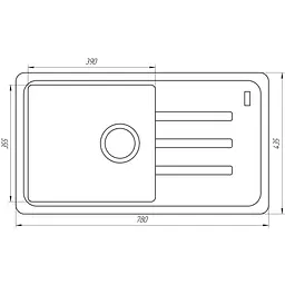 Гранітна мийка Globus Lux Lugano графіт 780x435мм А0001, Графит - мініатюра 5