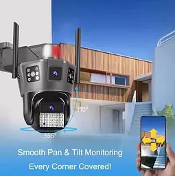 Подвійна IР камера зовнішнього спостереження 4G 3G від сім картки SIM 3MPx+3MPx 2 незалежних об'єктива вулична нічна камера відеоспостереження додаток V380Pro UKC SD39G 4G - мініатюра 4