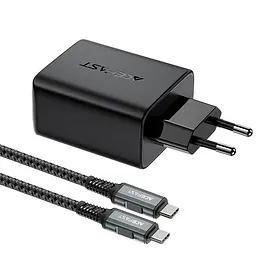 МЗП A17 PD65W GaN (1USB-A/1C/1HDMI) + кабель Type-C to Type-C Black Acefast teh0029674 - мініатюра 3