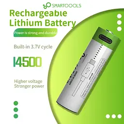 Акумулятор 14500 Smartoools 700 mAh 3.7V батарейка із вбудованою зарядкою Type-C - мініатюра 2