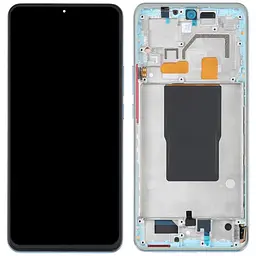 Дисплей Xiaomi 12T / Xiaomi 12T Pro чорний, TFT, без функції відбитка пальця, з рамкою блакитного кольору, Blue