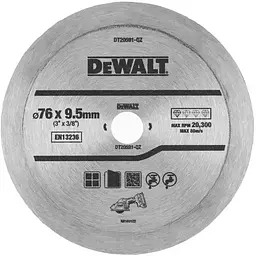Диск пильний DeWALT алмазний кераміка/кахель, 76 х 1,0 х 9,5 мм, 1 шт. (DT20591)