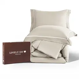 Комплект постільної білизни Lovely Svi сатин люкс 300ТС (135г/м2) Полуторний  Beige (190326)
