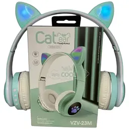Бездротові дитячі навушники Cat Ear VZV-23M Bluetooth з котячими вушками зелені - мініатюра 4
