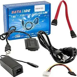 Адаптер Usb Maiwo K132U3IS, чорний, Usb 3.0 - SATA / IDE 3.5" / IDE 2.5", 45 см, чіпсет IS611, блок живлення (12V / 2A) у