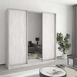 Шафа-купе тридверна MebelStar Комбо AL 2ДСП/Дзеркало 200x60x240 см Аляска сірий (MBS-1771)