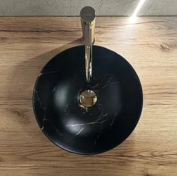 Умивальник Rea Stella black marble brushed накладний REA-U9086, Чорний матовий - мініатюра 3