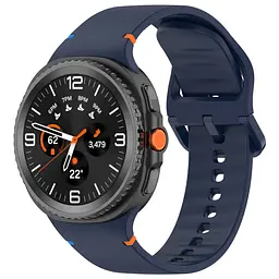Силіконовий ремінець на смарт годинник Samsung Galaxy Watch 8 40mm/8 Classic 46mm/8 44mm, Silicone, dark blue, зі зручною застібкою, на фітнес браслет, ArmorStandart (ARM86870)