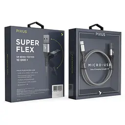 Дата кабель USB 2.0 AM to Micro 5P 1.0m Flex Gray Pixus (4897058531145) - мініатюра 6