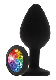 Анальна пробка з кристалом ToyJoy Rainbow Booty Jewel Medium, 8 см (чорний) - мініатюра 2