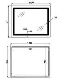 Дзеркало Lidz Kubis (KU2) 1200х800 мм з LED-підсвічуванням Touch LDKUB120080049007 - мініатюра 12