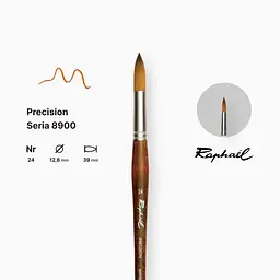Пензель синтетика кругла Raphael Precision, №24, для акрилу та олії, довга ручка - мініатюра 2
