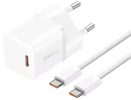 Мережевий зарядний пристрій Baseus GaN5 Fast Charger (Xiaomini) Type-C 20 W + Cable Type-C to Type-C P10110900213-01 White
