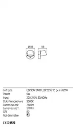 Бра Redo SHAKER AP LED 6W IP20 SAND BLACK (5.1.2) 01-1739 - мініатюра 3