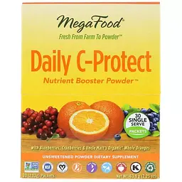 Щоденний комплекс поживних речовин MegaFood Nutrient Booster Powder з вітаміном C без цукру фруктовий смак 30 пакетиків х 2.13 г