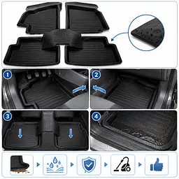 Килимки гумові Daewoo Lanos корити з перемичкою 5 шт - мініатюра 2