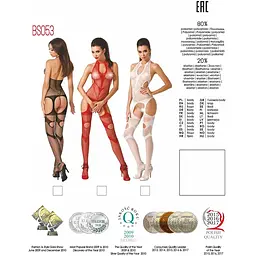 Бодістокінг Passion BS053 Red, комбінезон, імітація панчох і пояса - мініатюра 5