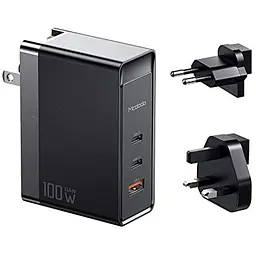 Швидкий зарядний пристрій Mcdodo USB-C QC PD 3.0 портативний 3-портовий  100 Вт чорний (CH-8101) - мініатюра 2