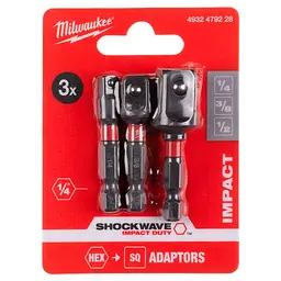 Адаптер для інструменту Milwaukee 1/4" HEX на квадрати 1/4", 3/8", 1/2" (4932479228) - мініатюра 3