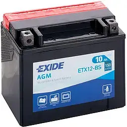 Мото акумулятор EXIDE AGM 6СТ-10Ah Аз 12В 150А (EN) ETX12-BS - мініатюра 2