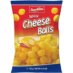 Снек кукурудзяний Snackline Spicy cheese balls зі смаком сиру та спецій 125 г 