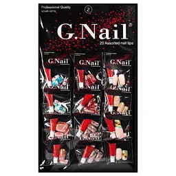 Нігті накладні G Nails голографічні з малюнком і клеєм упаковка 12 шт. №2