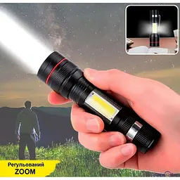 Ліхтар акумуляторний X-Balog BL-520-T6 ручний з бічним світлом та зумом T6 +COB Zoom - мініатюра 9