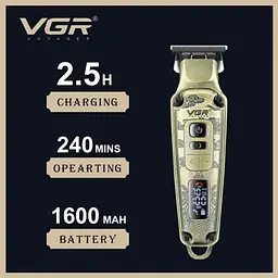 Акумуляторна машинка для стрижки волосся бороди та вусів тример з 4 насадками електробритва VGR V-901 - мініатюра 5