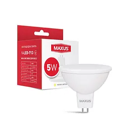 Лампа світлодіодна Maxus 1-LED-713 MR16 5W 3000K 220V GU5.3