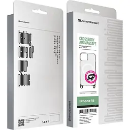 Чохол ArmorStandart Crossbody Air MagSafe Rope для Apple iPhone 15 Clear (ARM86373) [169779] - мініатюра 2