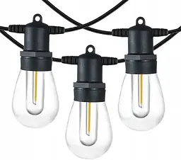 Садова гірлянда 15м з 15 LED-лампами E27 - декоративне освітлення для саду, тераси, балкона