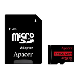 Карта пам'яті microSDXC (UHS-1) Apacer 128Gb class 10 V10 A1 R100MB/s (adapter SD)