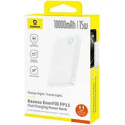 Портативний ЗП Power Bank Baseus EnerFill FP11 15W 10000 mAh (P1008210C213) White - мініатюра 4