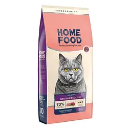 Cухий корм Home Food для дорослих котів британських та шотландських порід Індичка та качка 10 кг