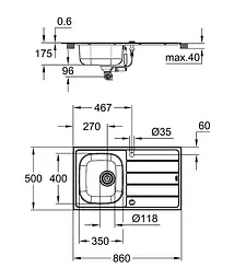 Кухонна мийка з нержавіючої сталі Grohe K200 31552SD1, Нержавіюча сталь - мініатюра 4