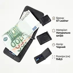 Шкіряний чоловічий затискач на магніті ST Leather 18937 чорний - мініатюра 3