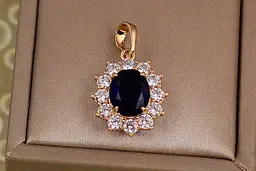Кулон Xuping Jewelry Ожина синій камінь 1.9 см золотистий