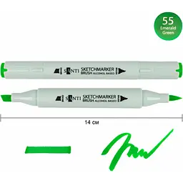 Набір спиртових маркерів Santi Brush SA-55 смарагдово-зелений 6 шт. (390970) - мініатюра 2