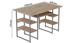 Комп'ютерний стіл Ferrum-decor Тім 75x140x60 сірий ДСП Дуб Сан-Марино 32мм (FRD-102476) - мініатюра 3