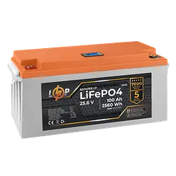 Акумулятор LP LiFePO4 24V (25,6V) - 100 Ah (2560Wh) (BMS 150/75А) пластик LCD для ДБЖ - мініатюра 3