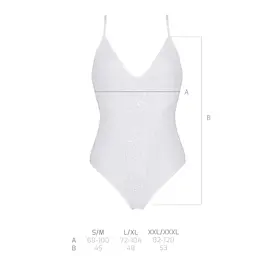 Боді з ажурним декором та відкритим кроком Passion Ursula Body white L/XL - мініатюра 5
